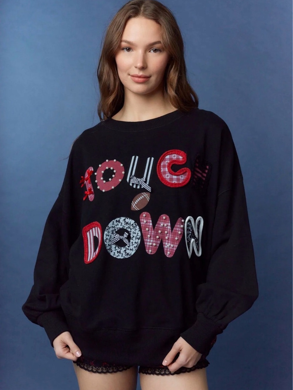 🚨 last one! New football touchdown sweatshirt  oversize peach love